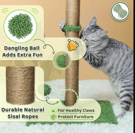 34" Cat Palm Tree Scratching Post Sisal Rope Cat Tree w/ Stable Base