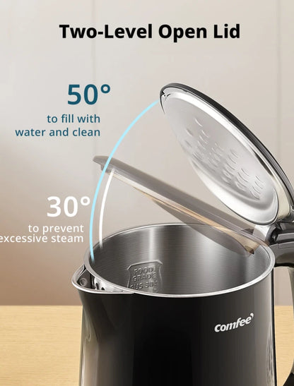 OMFEE Electric Kettle 1.5L Stainless Steel Double Wall New Open Box